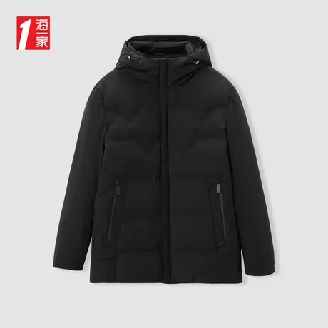 海一家基础连帽休闲冬季保暖外套日常舒适中年男士羽绒服图片