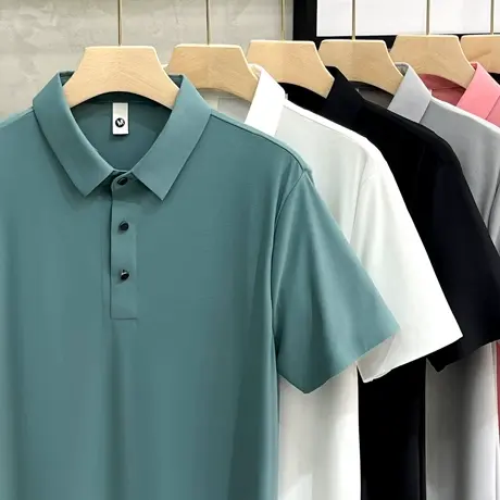 冰丝polo衫男短袖轻奢级商务休闲高端薄款弹力翻领t恤男夏季潮牌图片