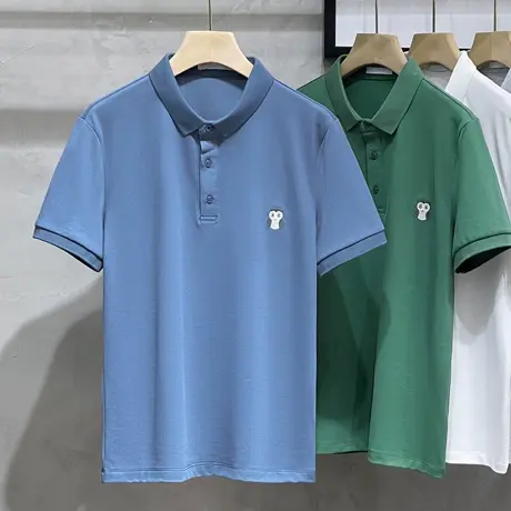 polo衫男士短袖t恤翻领2023年夏季猫头鹰刺绣ins潮牌韩版男装体恤商品大图