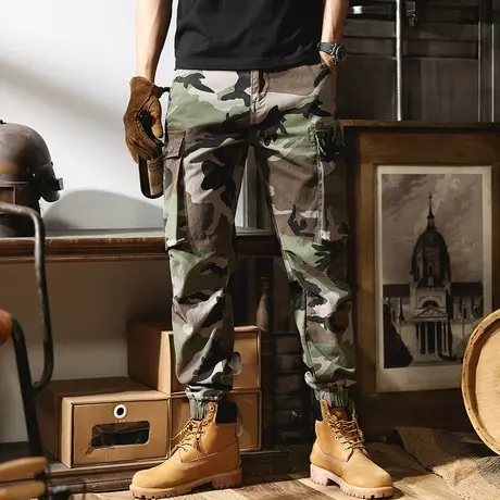 重磅美式迷彩裤男长裤宽松直筒多口袋工装裤户外休闲军事风大码潮商品大图