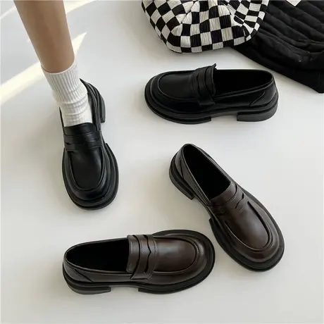 日系小皮鞋女2024春季新款英伦风黑色厚底乐福鞋复古jk制服单鞋子商品大图