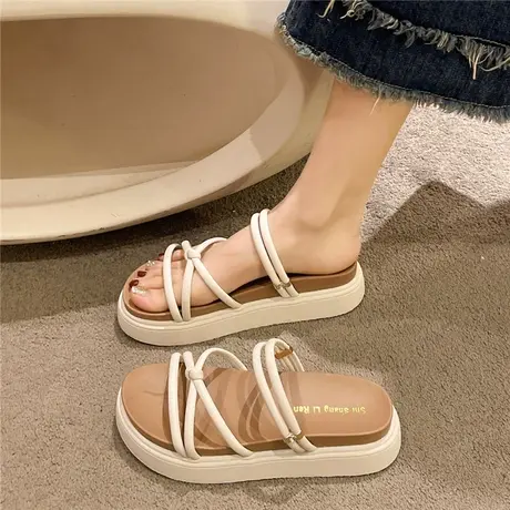 两穿法式拖鞋女外穿2024夏季新款厚底凉拖鞋沙滩凉鞋女款松糕女鞋图片