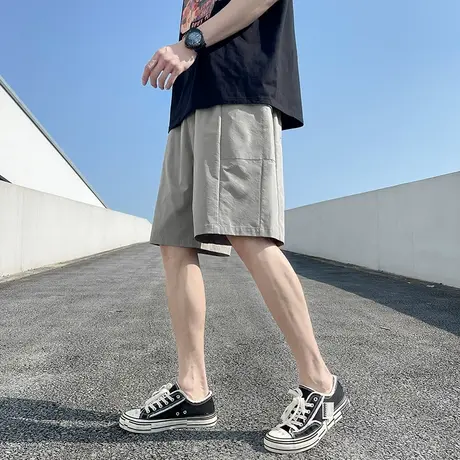 唐狮夏季休闲短裤男宽松直筒五分裤子显瘦男工装裤口袋潮款卫裤商品大图