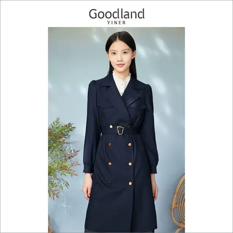 Goodland女装2023春季通勤气质显瘦收腰风衣高级感商品大图