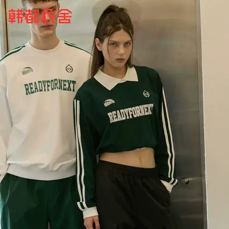 韩都衣舍2024春装新款男装女装套头印花卫衣NZZ0831商品大图
