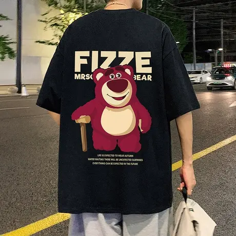 潮牌纯棉短袖T恤男夏季2025新款半袖美式卡通男生宽松重磅体恤衫商品大图