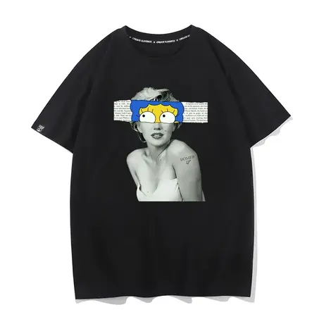 秀洛marilyn monroe恶搞玛丽莲梦露纯棉短袖T恤男女宽松打底衫图片