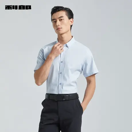 【免烫/抗菌】利郎 短袖衬衫男士格子翻领商务休闲2024夏男装衬衣图片