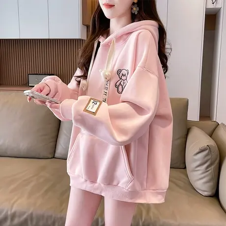 卫衣女秋冬季韩版宽松大码女装设计感小众加绒加厚初中生洋气外套图片