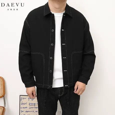 DAEVU春秋新款日系翻领大号潮胖子加肥加大码男士短款夹克外套商品大图