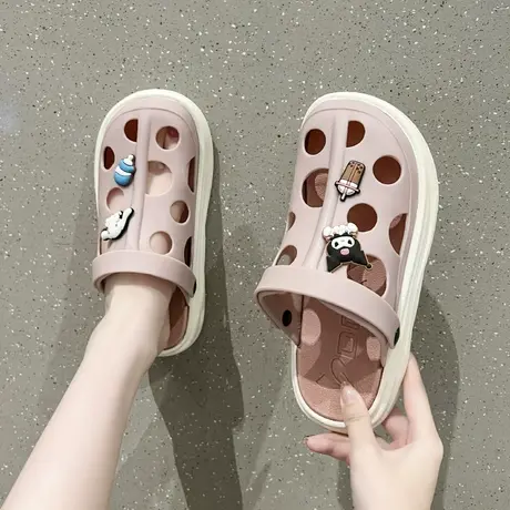 洞洞鞋女2024新款可爱防滑包头半拖鞋女夏外穿少女感网红时尚凉拖商品大图