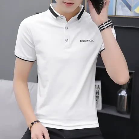 2023新款短袖polo衫男潮牌保罗翻领t恤冰丝光棉夏装上衣服男半袖商品大图
