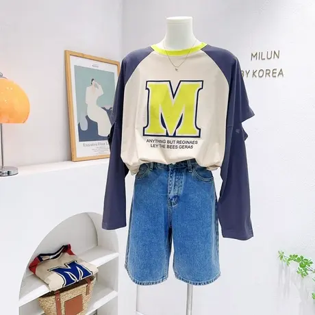 韩国东大门薄款长袖防晒T恤女2023夏季设计感破洞天丝棉宽松上衣商品大图