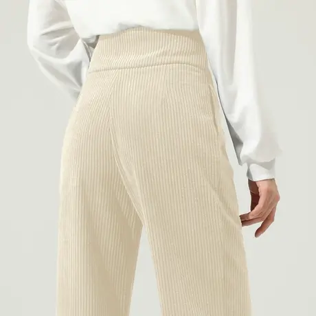 灯芯绒阔腿裤女秋冬2023新款加绒加厚裤子拖地长裤冬季条绒直筒裤商品大图