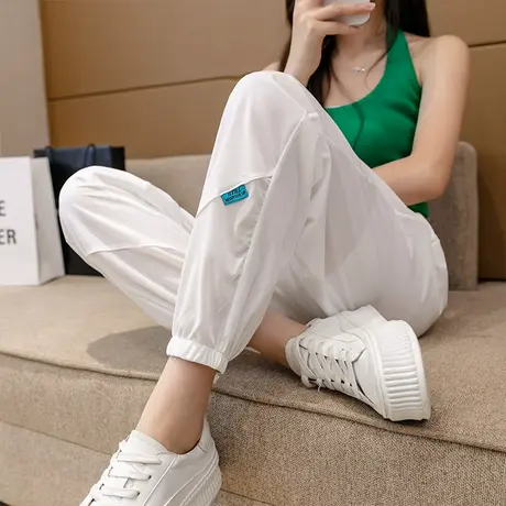 2023夏季运动裤女薄款束脚小个子哈伦裤子宽松休闲九分冰丝速干裤图片
