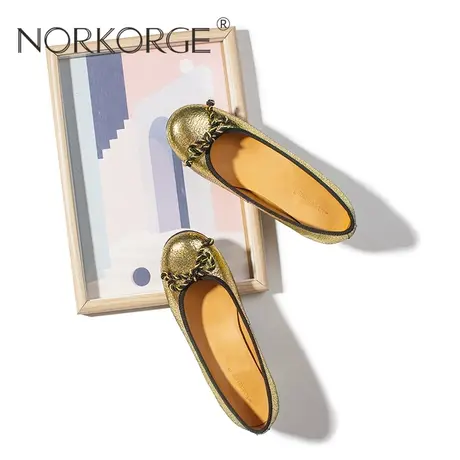 复古金色蝴蝶结单鞋女商品大图