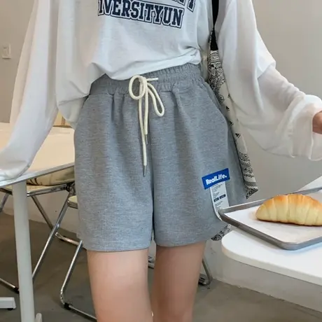 阔腿短裤女夏季薄款宽松小个子高腰直筒中裤休闲运动五分裤潮ins商品大图