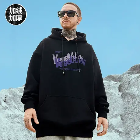 大码男装春秋款2023嘻哈潮牌卫衣男加绒宽松套头情侣装胖子上衣潮图片