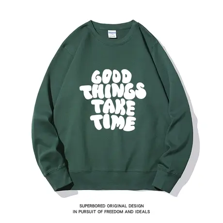 美式休闲潮流字母印花圆领卫衣男秋季青少年宽松休闲圆领套头上衣图片