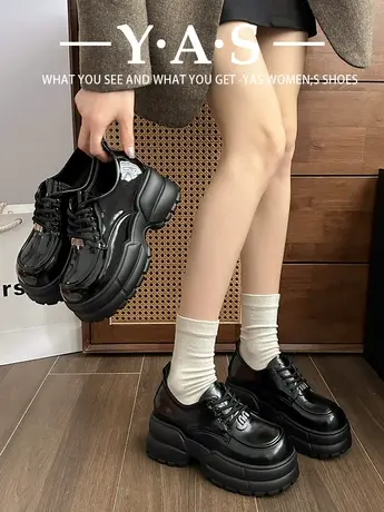 厚底乐福鞋女2024春秋新款英伦风黑色jk小皮鞋大头松糕玛丽珍单鞋商品大图