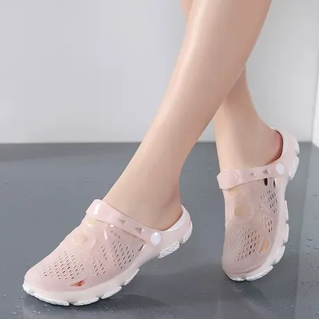 果冻洞洞鞋女夏季外穿防滑软底包头运动下雨网红拖鞋凉鞋两穿沙滩图片