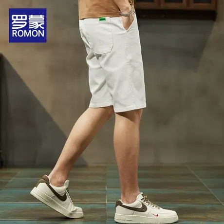 罗蒙牛仔短裤男夏季薄款五分裤子2023新款潮牌宽松男士休闲中裤子商品大图