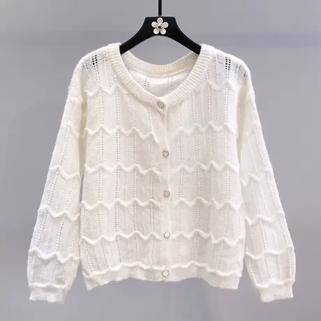 小香风薄款毛衣外套女早秋2023年新款宽松慵懒风外穿洋气针织开衫商品大图