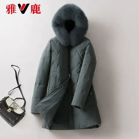雅鹿大狐狸毛领羽绒服女短款2022冬季新款小个子保暖加厚连帽外套商品大图