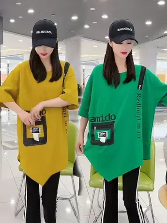 立体拉链口袋字母印花韩版时尚潮流2023夏季新款百搭圆领短袖T恤商品大图