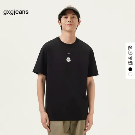 gxg.jeans男装 25年夏季新款趣味印花时尚休闲宽松圆领短袖T恤男图片