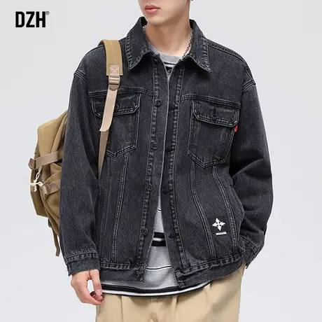 男士工装牛仔外套男ins潮宽松港风夹克美式复古大码男装2023新款商品大图