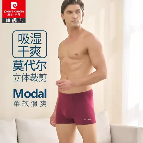 皮尔卡丹男士亲肤爽滑内裤莫代尔平角裤衩秋季吸湿透气平角短裤头商品大图
