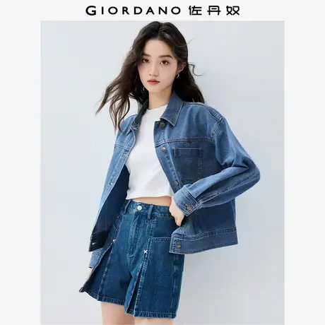 佐丹奴外套女装洗水破骨口袋翻领牛仔外套 13375110商品大图