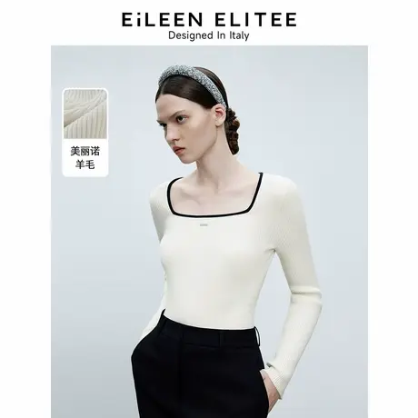 朗姿欧洲EiLEEN ELITEE羊毛针织衫上衣2025年春新款短款打底毛衣图片