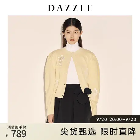 DAZZLE米奇系列 地素奥莱春季减龄米奇针织泡泡袖开衫女图片