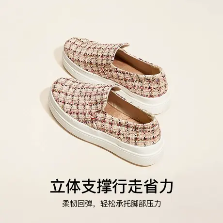J＆M/快乐玛丽女鞋乐福鞋新款民族风休闲鞋厚底单鞋一脚蹬帆布鞋商品大图