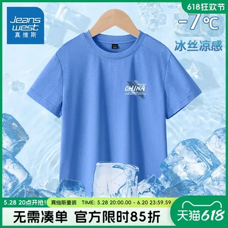 真维斯童装男童夏季短袖t恤男孩冰丝薄款休闲服儿童速干网眼半袖商品大图