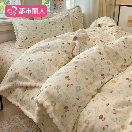 卡通全棉双层纱床上四件套夏季床单被套2025新款高级感床品三件套商品大图