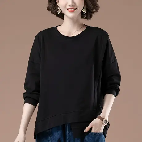 卫衣女春秋新款加肥加大码女装宽松中年妈妈纯棉百搭洋气显瘦上衣商品大图