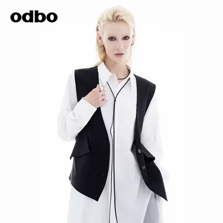 odbo/欧迪比欧时尚设计感西装马甲女2024年秋季新款无袖马夹外套商品大图