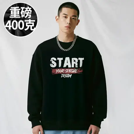 【品牌男装】300斤大码男装潮男重磅胖子加肥加大码圆领卫衣春秋商品大图