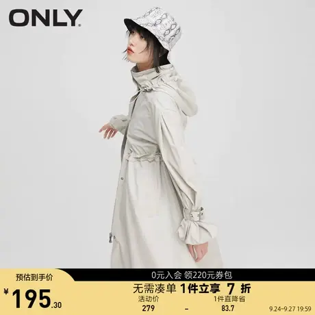 ONLY奥莱夏季时尚收腰修身长款高领纯色风衣女商品大图