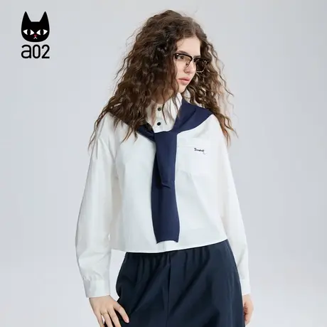 a02宽松法式白衬衫女2025新款秋季披肩两件套早秋设计感通勤上衣商品大图