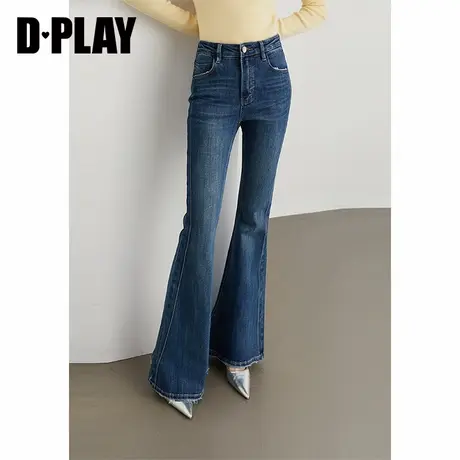DPLAY2025年秋季新款蓝色微喇牛仔裤女长款流行修身喇叭裤子长裤商品大图