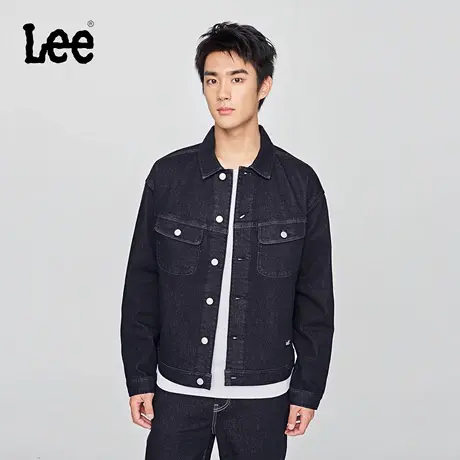 Lee25秋冬新品舒适版翻领不易褪色深蓝色磨毛男牛仔夹克外套保暖商品大图