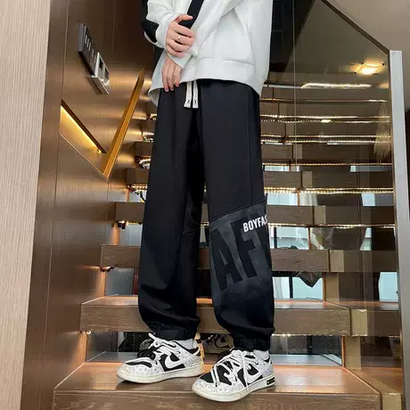 2025秋冬新款卫裤男个性束脚裤初中学生休闲裤青少年大童束腰长裤商品大图