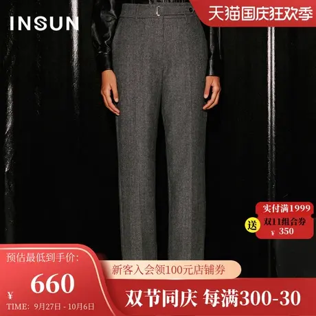 恩裳COVER2023冬装新款简约立体挺阔裤中缝铅笔西裤商务女休闲裤商品大图