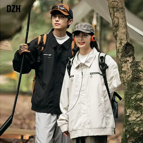 情侣工装外套男秋季潮高级感休闲翻领夹克男款上衣情侣装2023新款商品大图