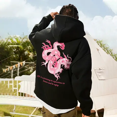 龙年国潮中国风加绒连帽卫衣潮牌男大码秋春季宽松潮流情侣装外套商品大图