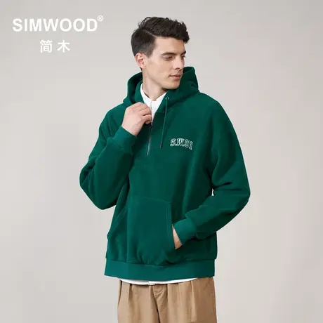 Simwood简木男装【宽松版型】新款水洗反底做面连帽刺绣男士卫衣图片